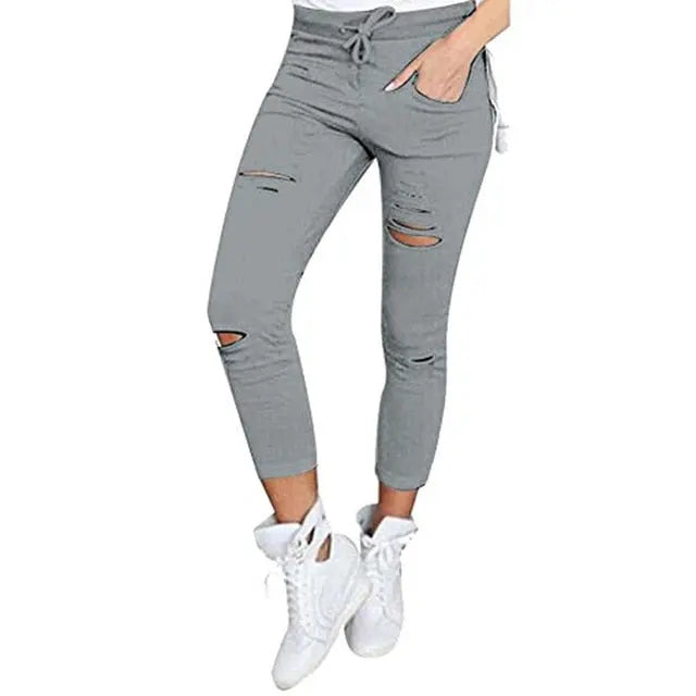 Stretchy Ripped Skinny Jeans Plus Size - Satin & Sox