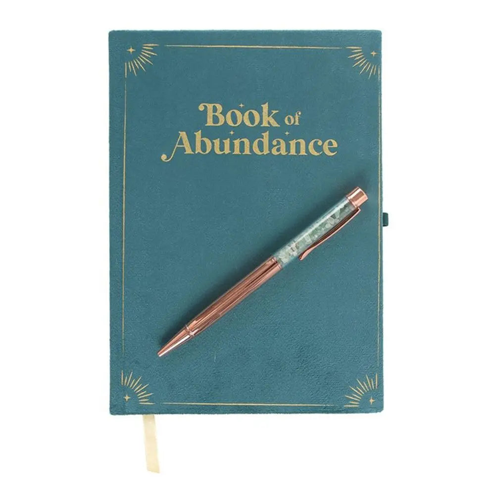 Book of Abundance Journal with Green Aventurine Crystal Pen - Image #2