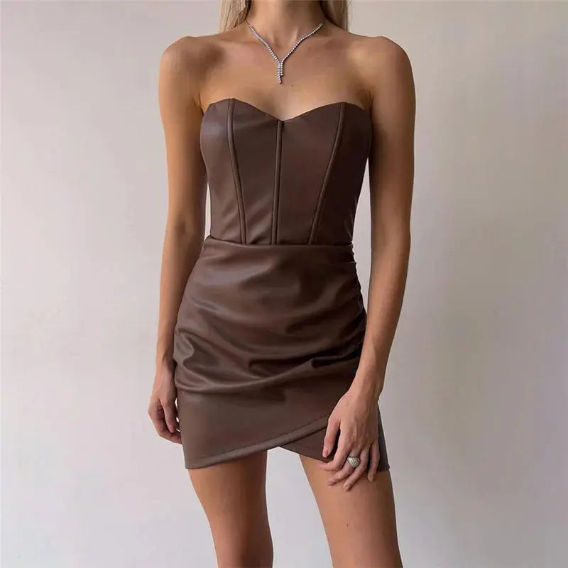 Ladie's faux leather corset dress - Satin & Sox