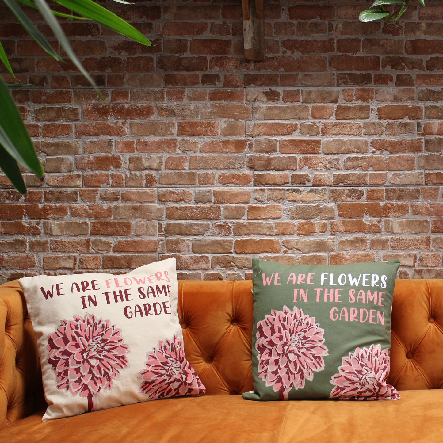 Cotton Cushion Covers 'We are leaves' Set of 3 - Satin & Sox