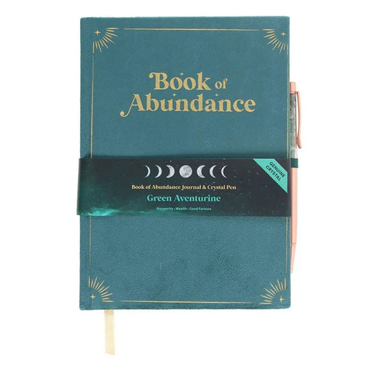 Book of Abundance Journal with Green Aventurine Crystal Pen - Image #1