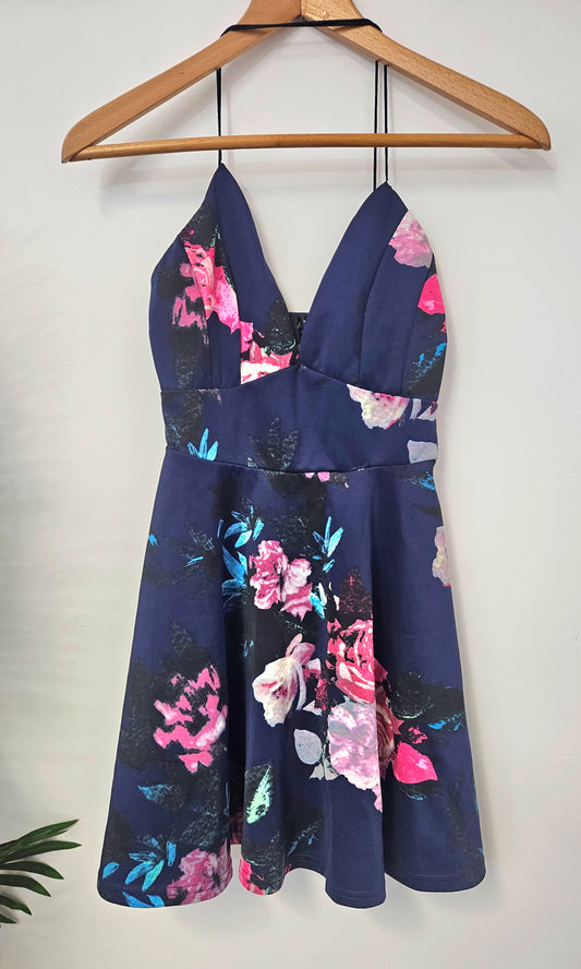 Navy Floral Mini Dress Pre-Loved