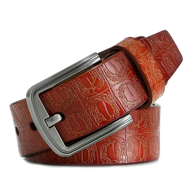 Pin Buckle Genuine Leather Cowhide Belt For Men - Satin & Sox