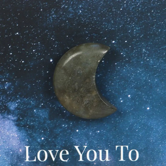 Moon & Back Labradorite Crystal Moon Greeting Card - Image #1