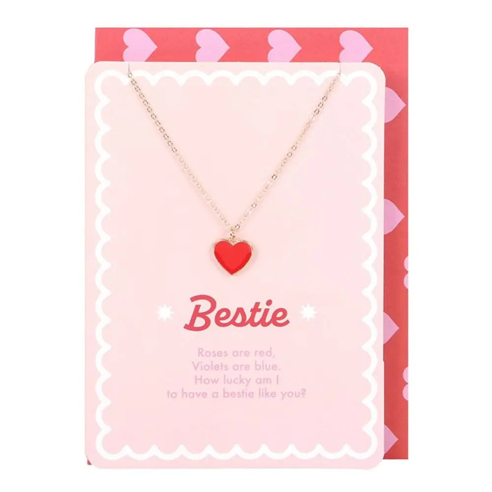 Bestie Enamel Heart Necklace Greeting Card - Image #1