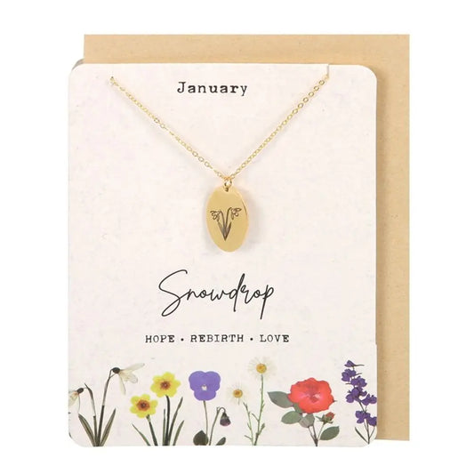 January Snowdrop Birth Flower Necklace Card - Image #1