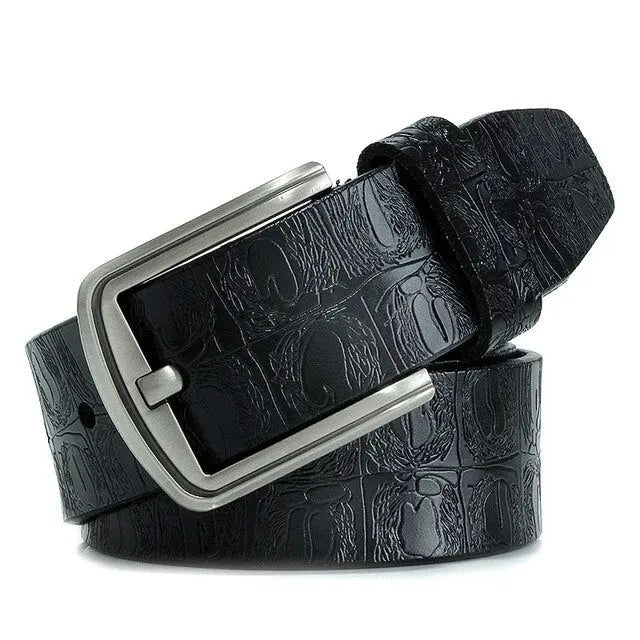 Pin Buckle Genuine Leather Cowhide Belt For Men - Satin & Sox