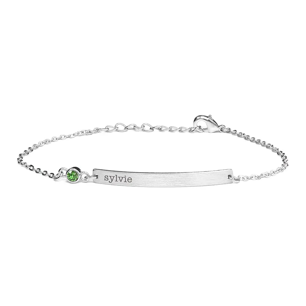 Personalised Swarovski Birthstone Silver Bracelet - Satin & Sox