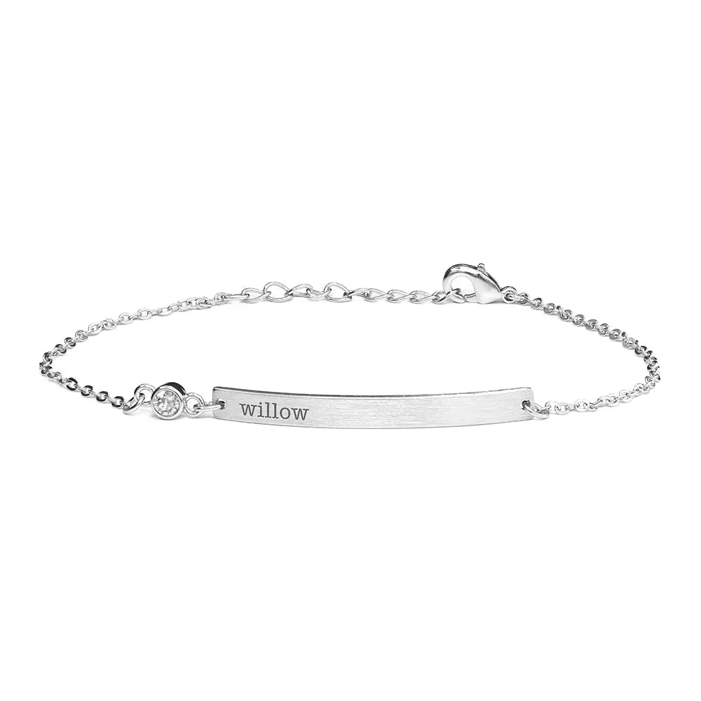 Personalised Swarovski Birthstone Silver Bracelet - Satin & Sox