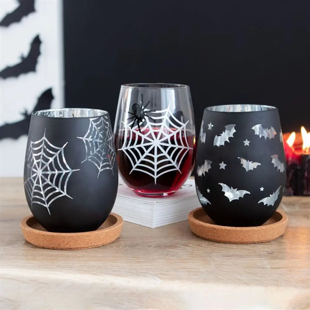 Set of 2 Spider and Web Stemless Wine Glasses - Image #4