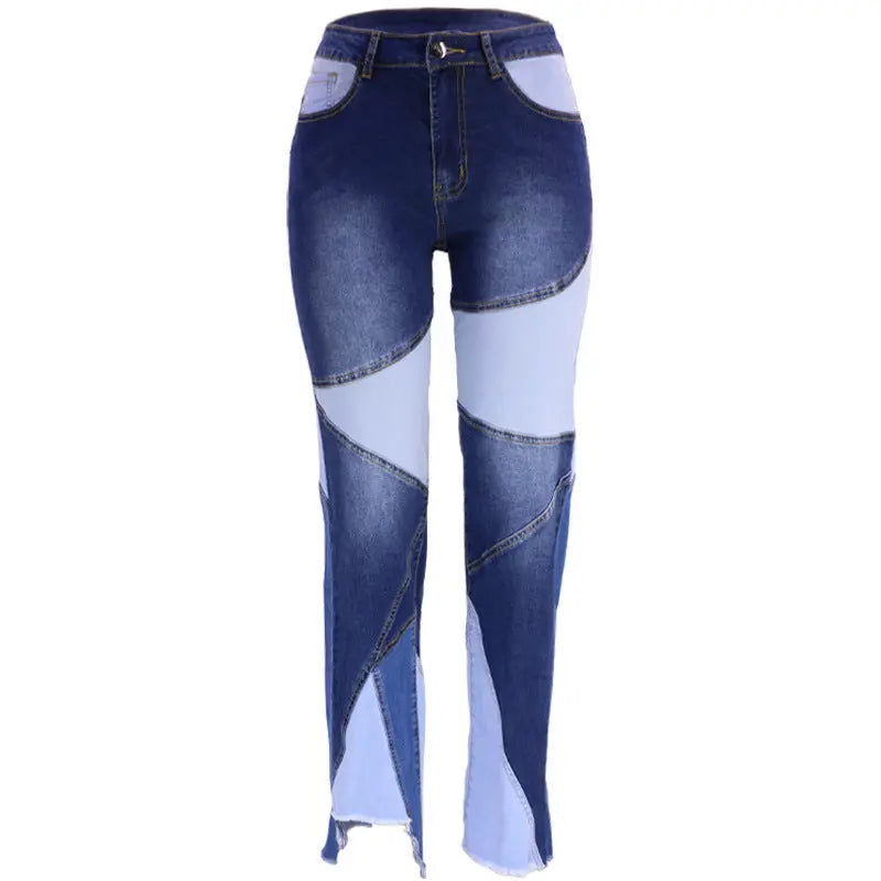 Washed Stitching Wide Leg Denim Jeans - Satin & Sox