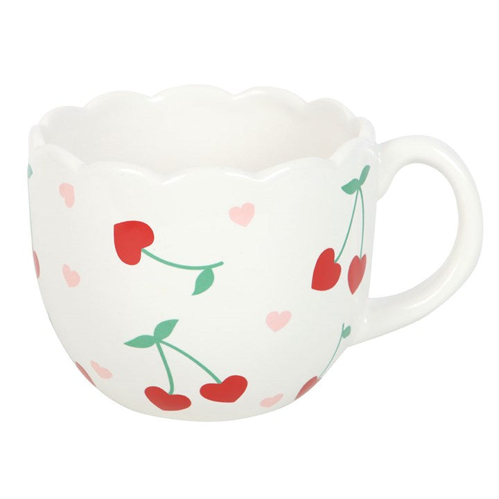 Scalloped Cherry Print Mug