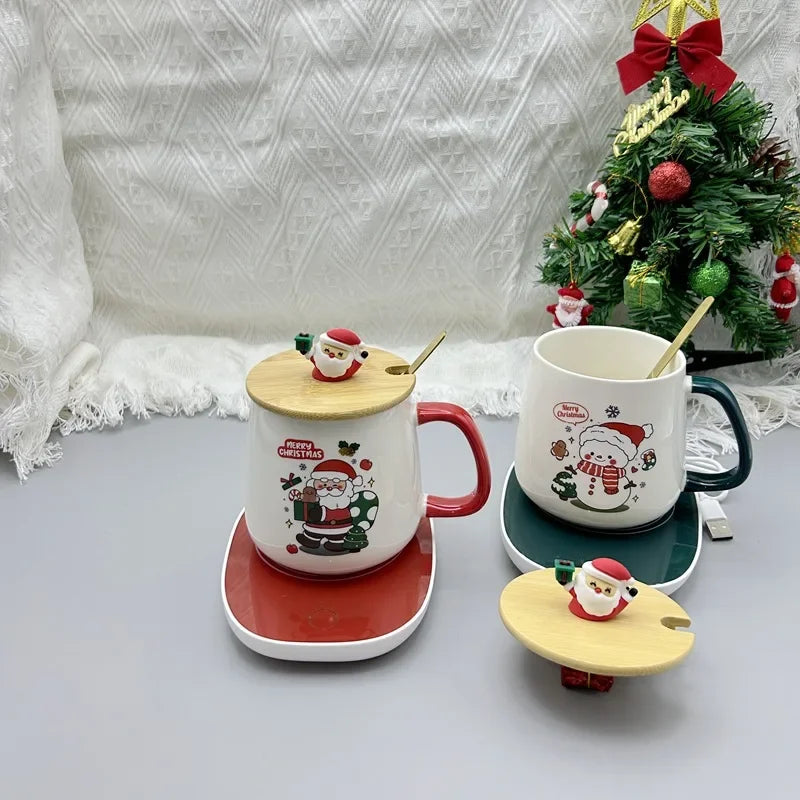 Christmas Cup with Heated Coaster Gift Set - Satin & Sox