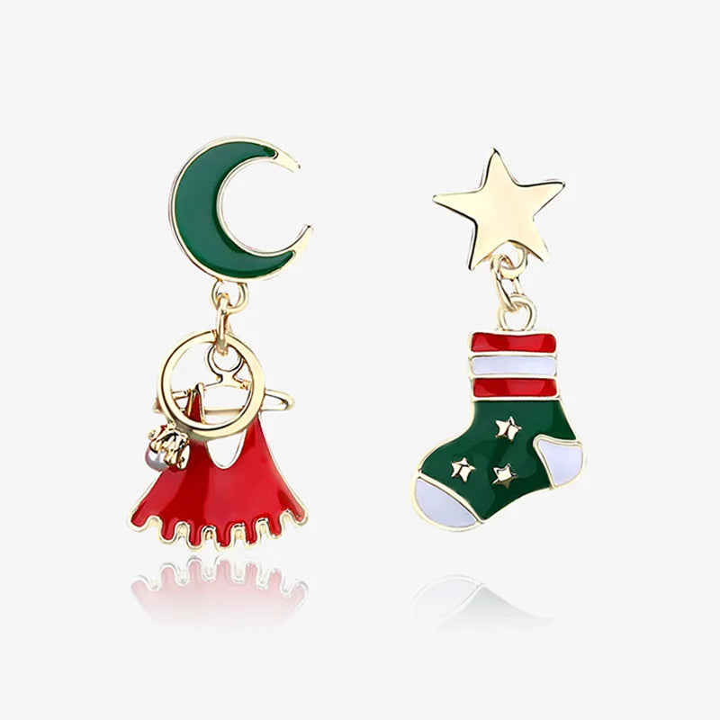 Christmas Bowknot Bell Pendant Earrings - Satin & Sox