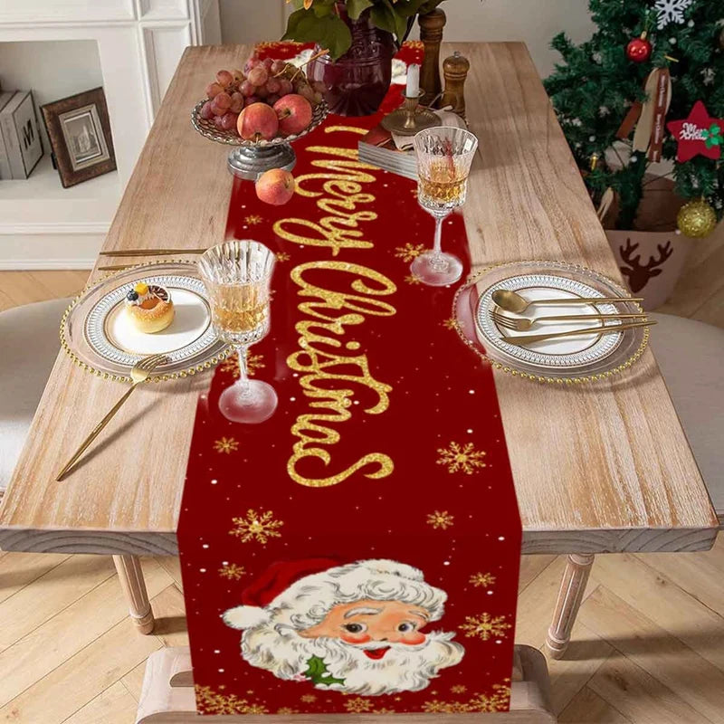 Santa Claus Christmas Table Runner - Satin & Sox