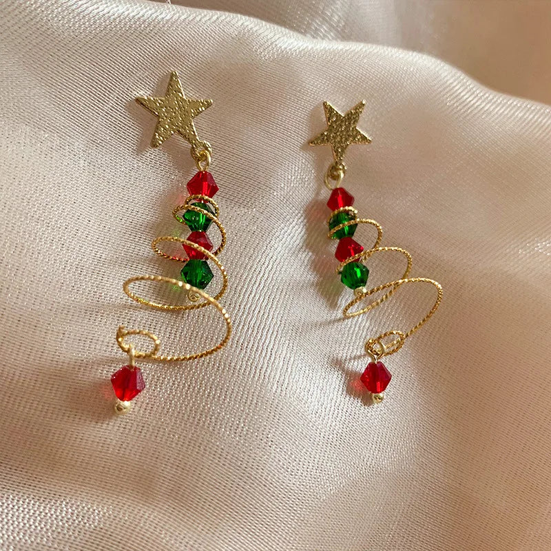 Christmas Bowknot Bell Pendant Earrings - Satin & Sox