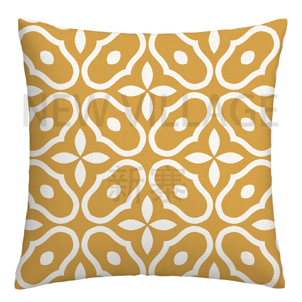 Yellow and white linen cushion covers