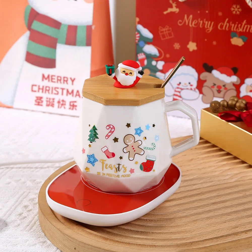 Christmas Cup with Heated Coaster Gift Set - Satin & Sox