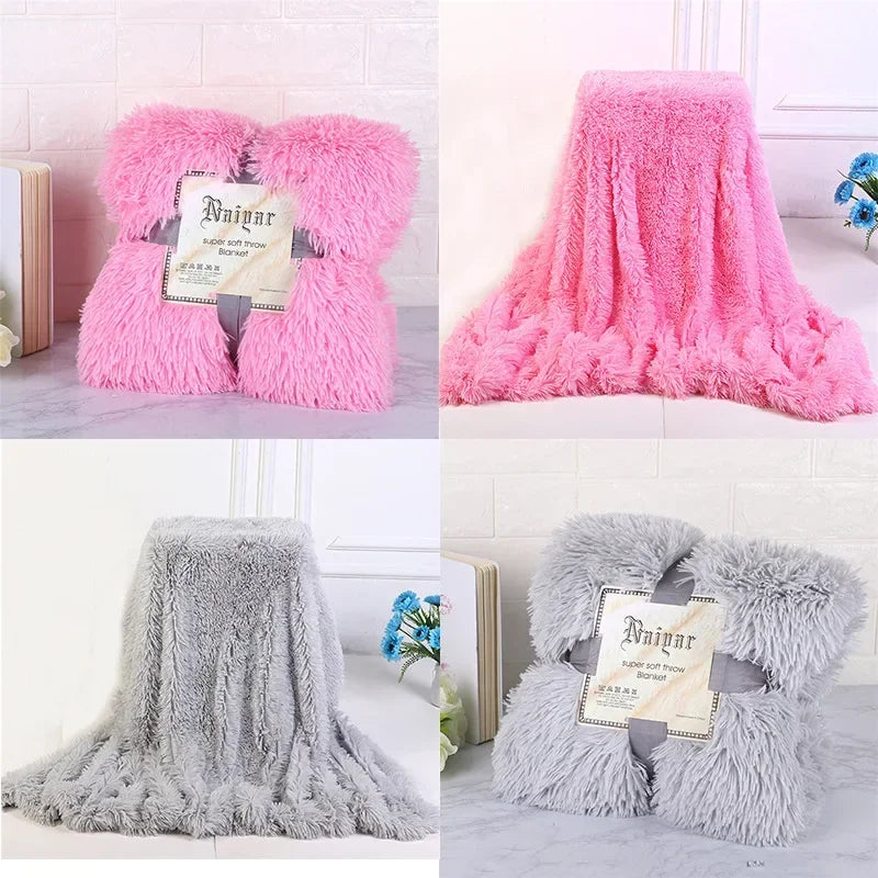 Large Plush Faux Fur Fluffy Throw Blanket