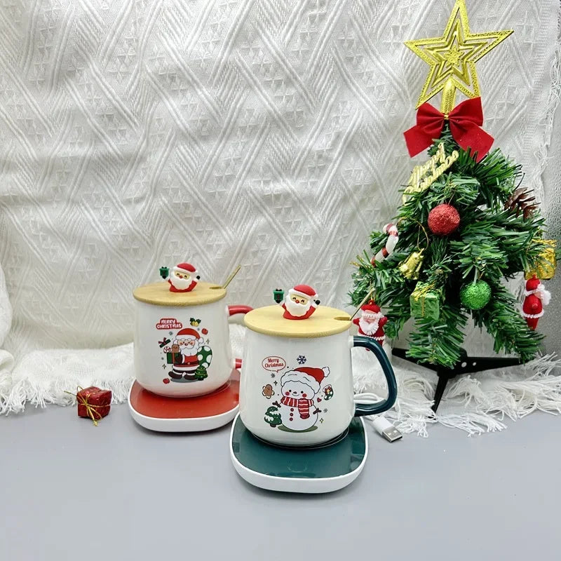 Christmas Cup with Heated Coaster Gift Set - Satin & Sox