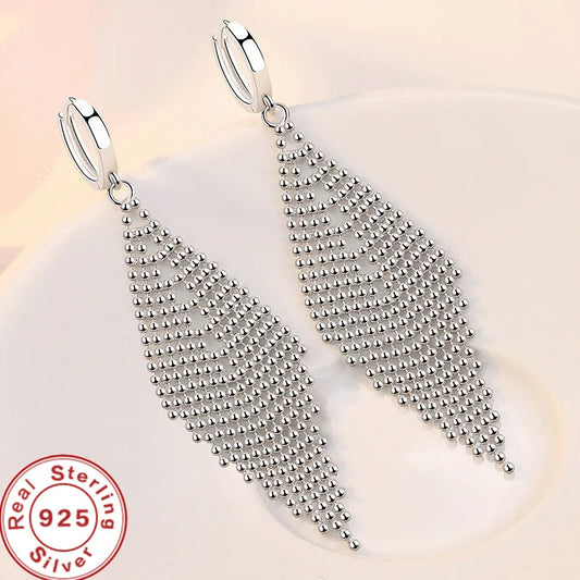 Sterling Silver Long Tassel Earrings