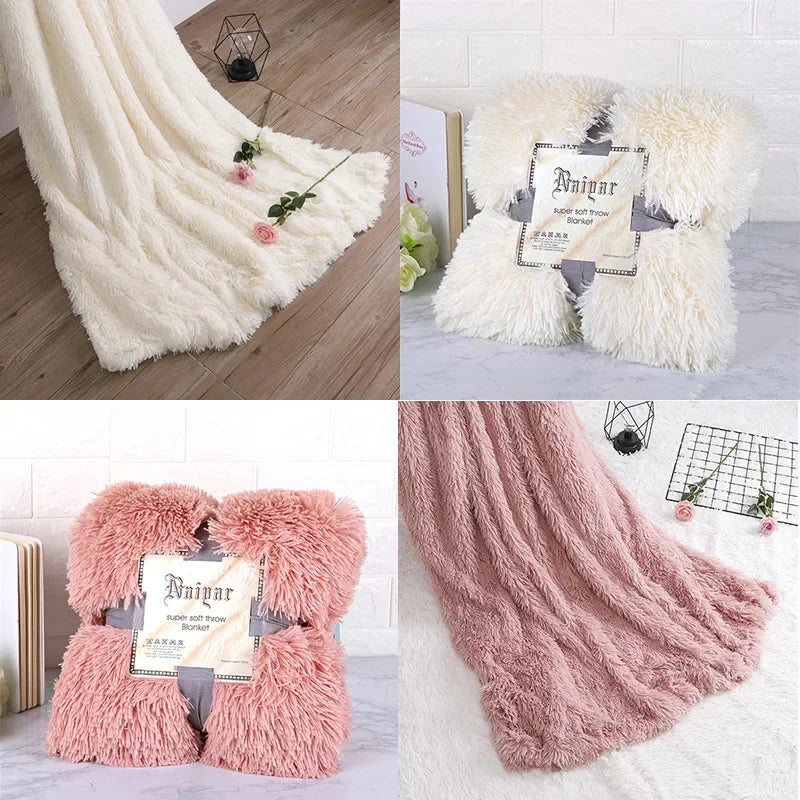 Large Plush Faux Fur Fluffy Throw Blanket