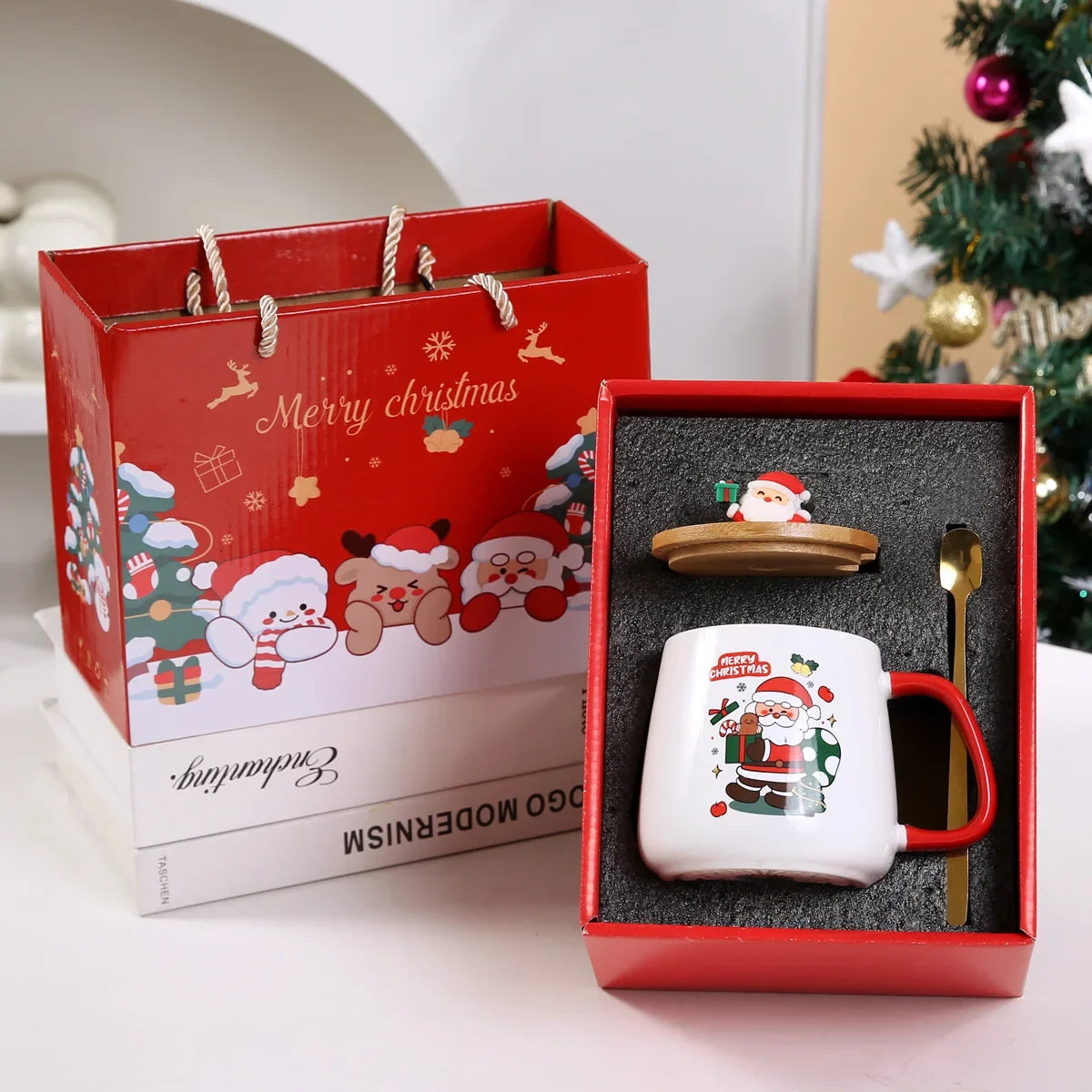 Christmas Cup with Heated Coaster Gift Set - Satin & Sox