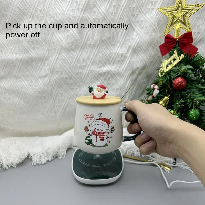 Christmas Cup with Heated Coaster Gift Set - Satin & Sox