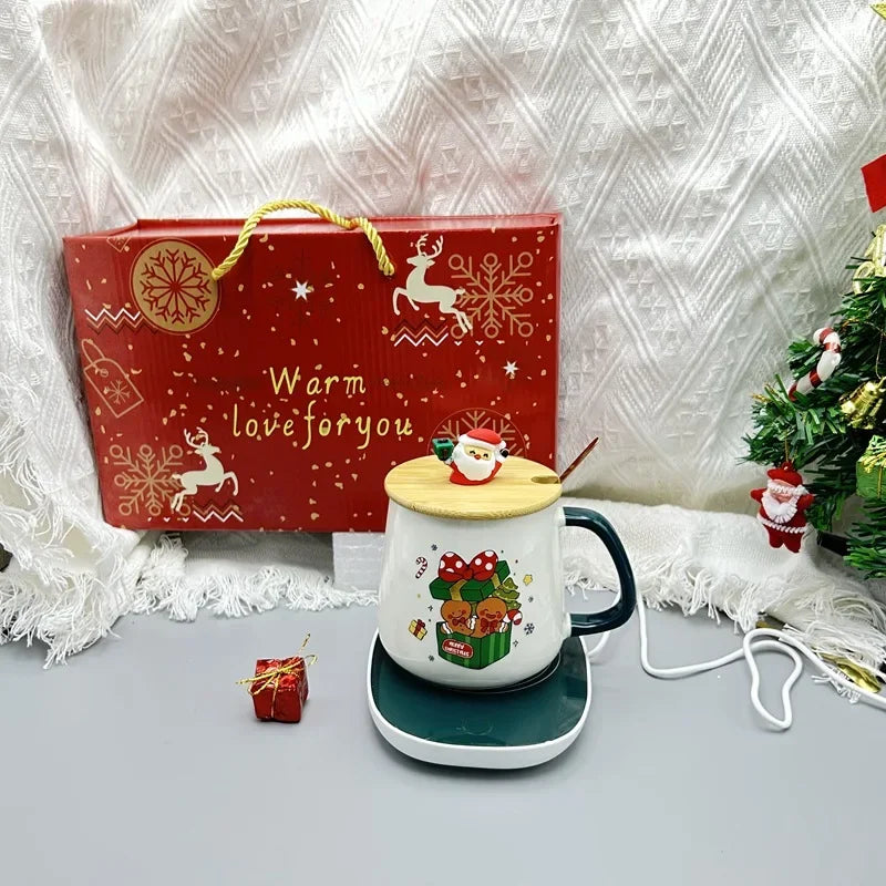 Christmas Cup with Heated Coaster Gift Set - Satin & Sox