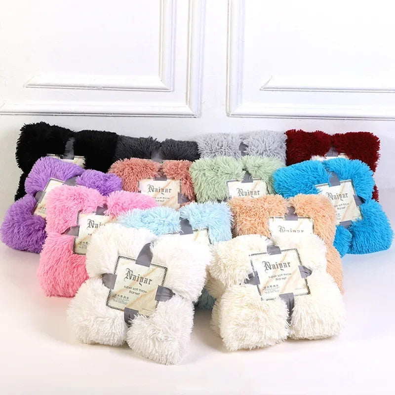 Large Plush Faux Fur Fluffy Throw Blanket