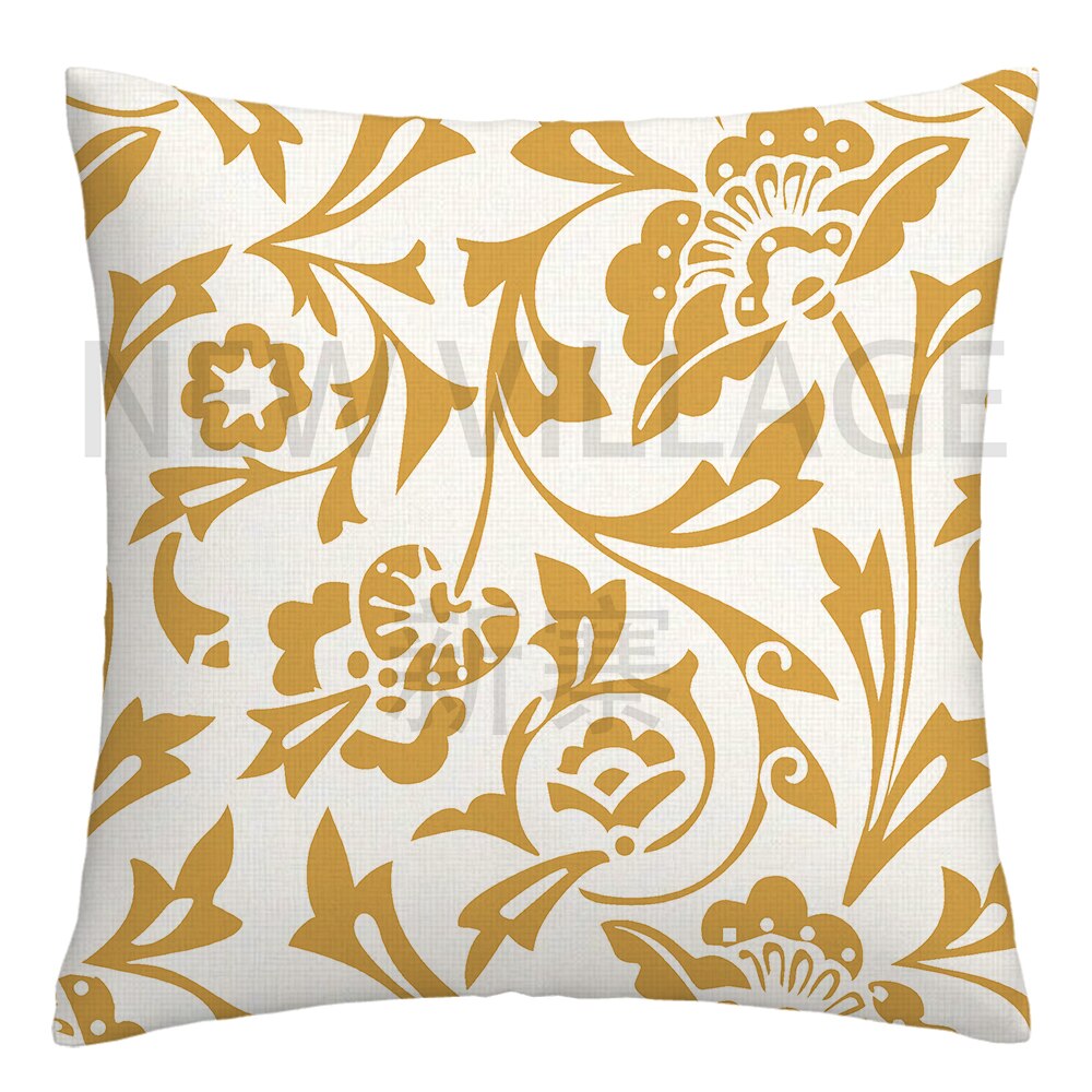 Yellow and white linen cushion covers