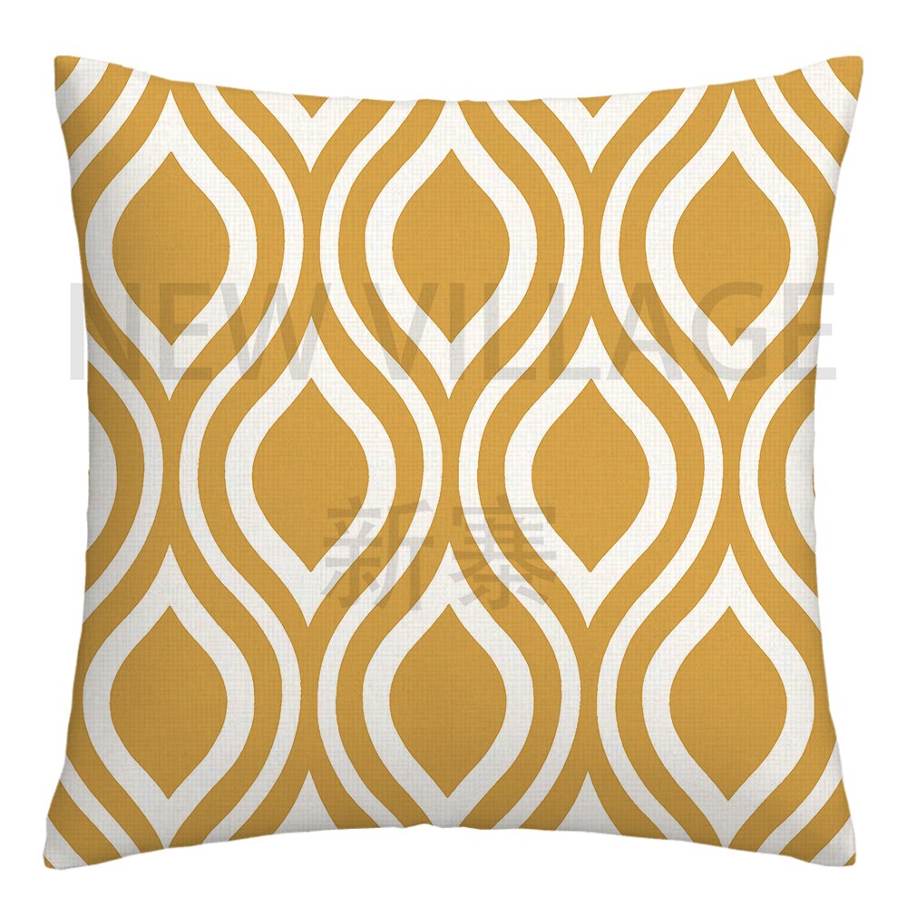 Yellow and white linen cushion covers