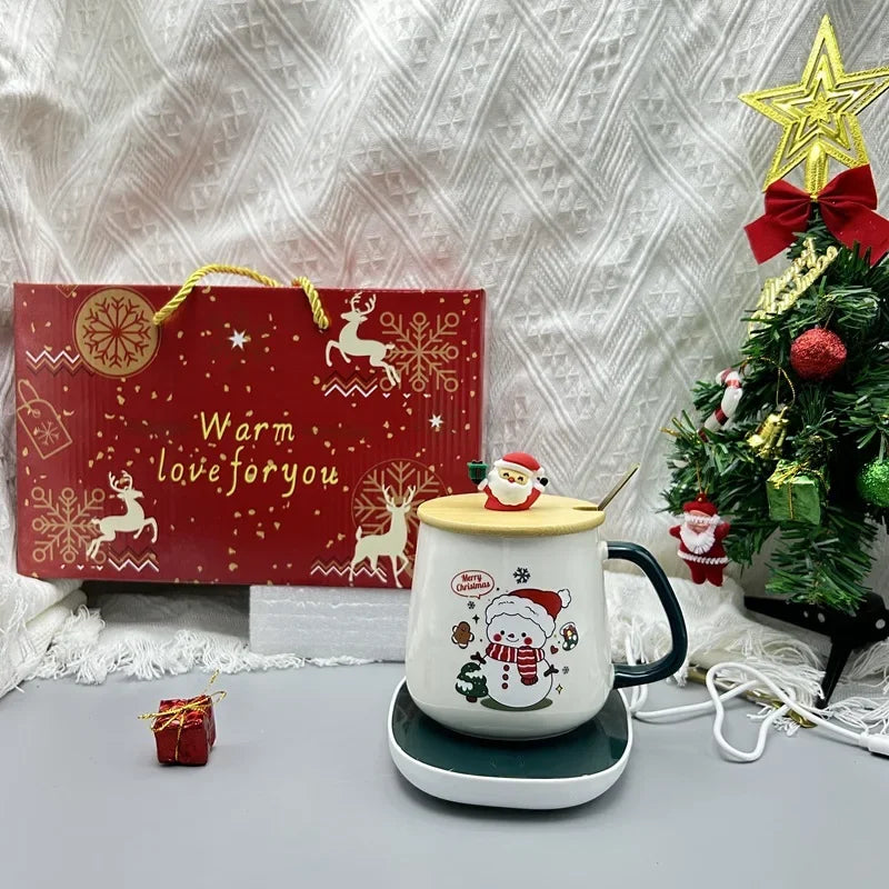 Christmas Cup with Heated Coaster Gift Set - Satin & Sox