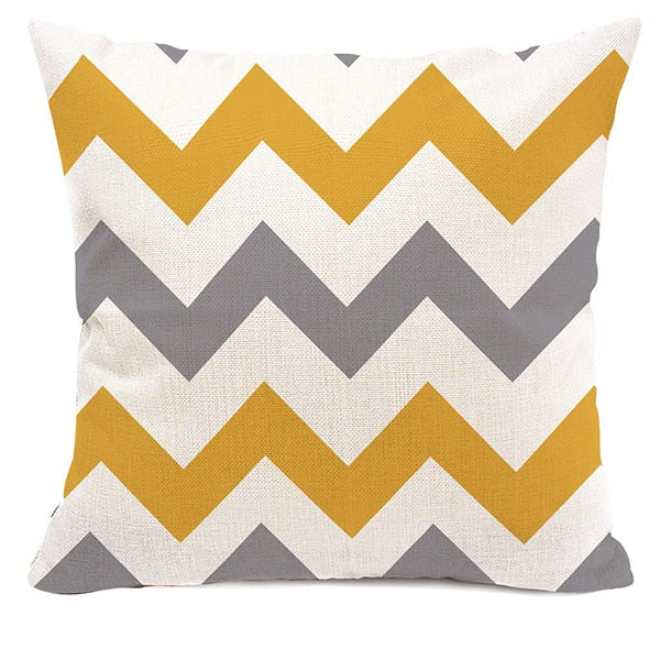 Yellow and white linen cushion covers - Satin & Sox