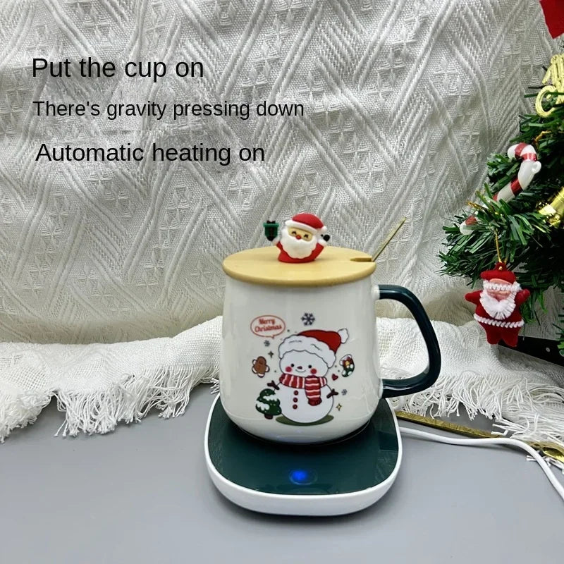 Christmas Cup with Heated Coaster Gift Set - Satin & Sox