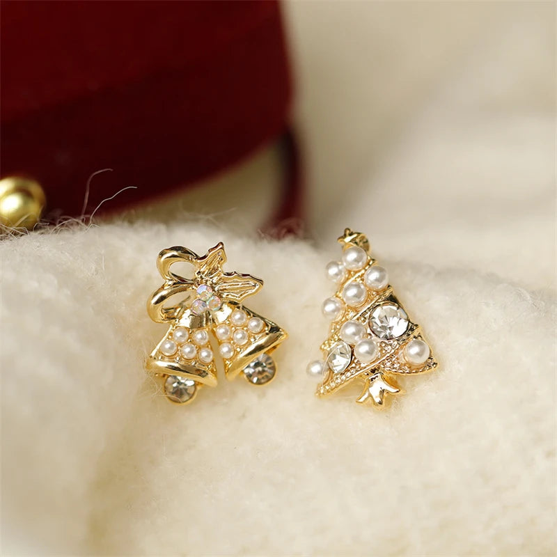 Christmas Bowknot Bell Pendant Earrings - Satin & Sox