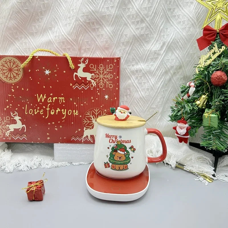 Christmas Cup with Heated Coaster Gift Set - Satin & Sox