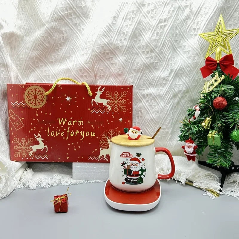 Christmas Cup with Heated Coaster Gift Set - Satin & Sox