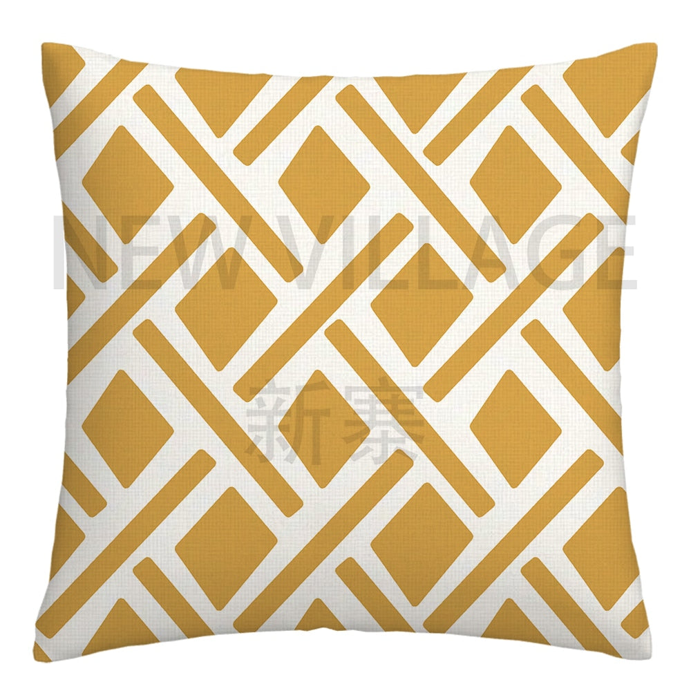 Yellow and white linen cushion covers - Satin & Sox