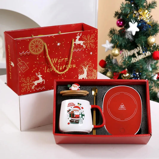 Christmas Cup with Heated Coaster Gift Set - Satin & Sox