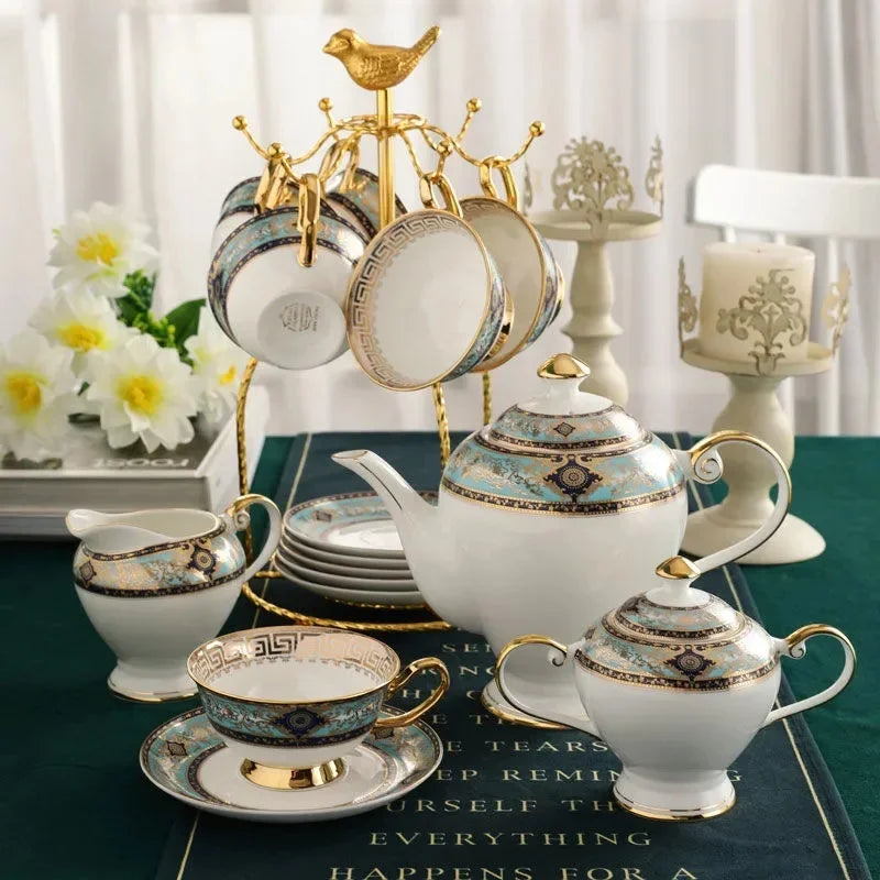 Gold Painted Bone China Coffee Set Porcelain Tea Set - Satin & Sox