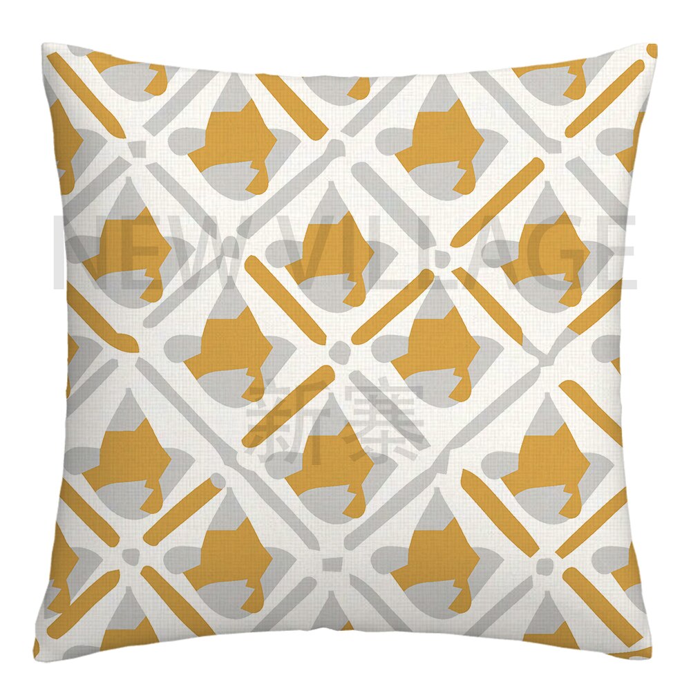 Yellow and white linen cushion covers - Satin & Sox