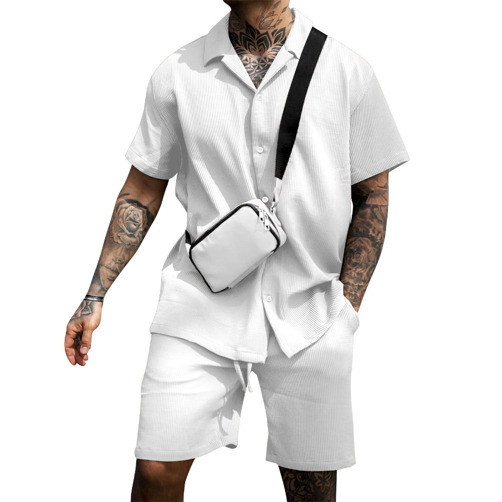 Men's Casual Short Sleeve Polo Shirt and Shorts Set - Satin & Sox