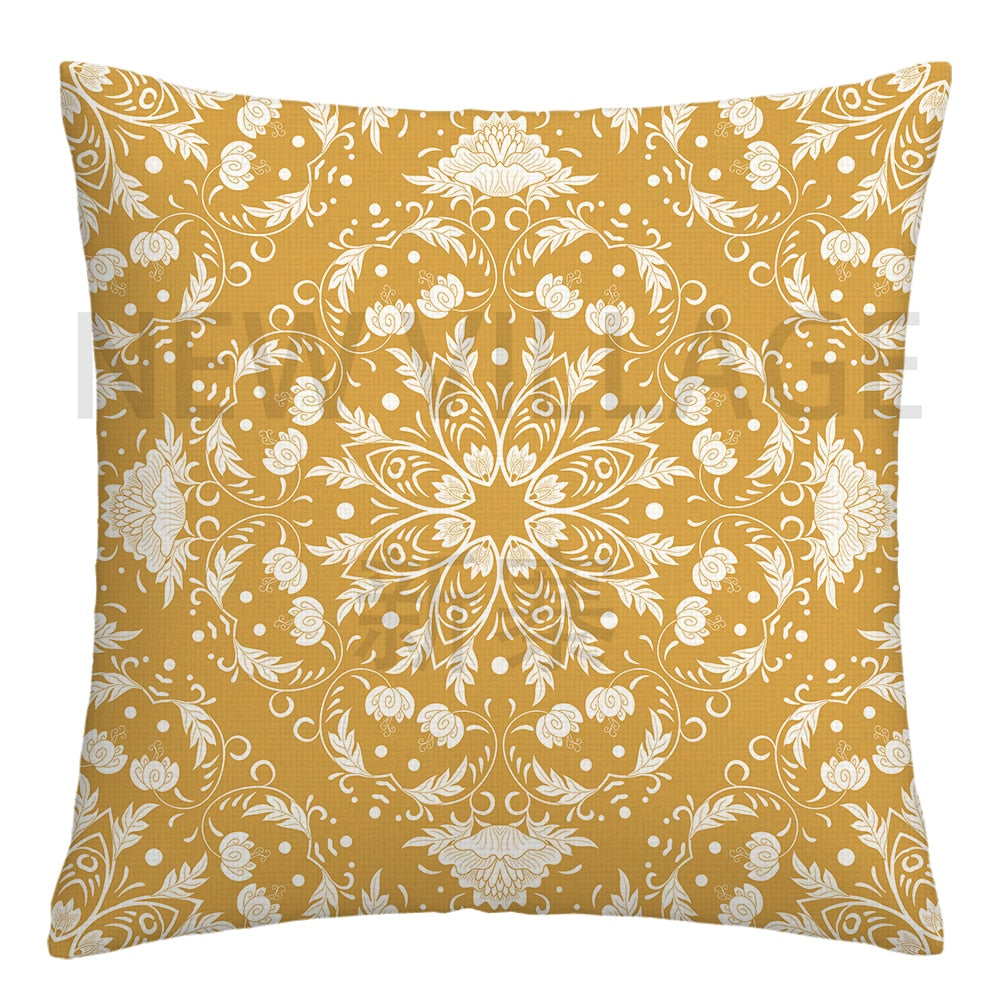 Yellow and white linen cushion covers - Satin & Sox