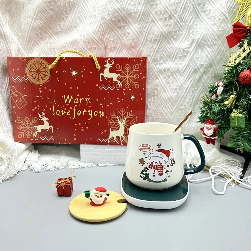 Christmas Cup with Heated Coaster Gift Set - Satin & Sox