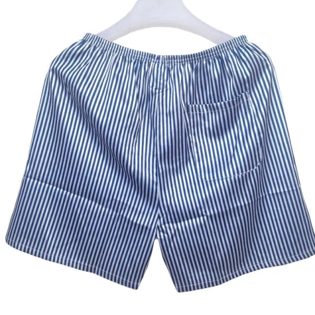 Blue Pin Stripe Opulent Satin Boxer Shorts - Satin & Sox