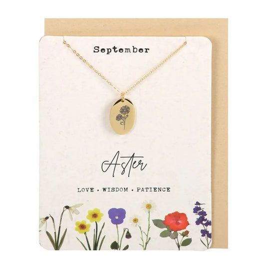 September Aster Birth Flower Necklace Card - Image #1