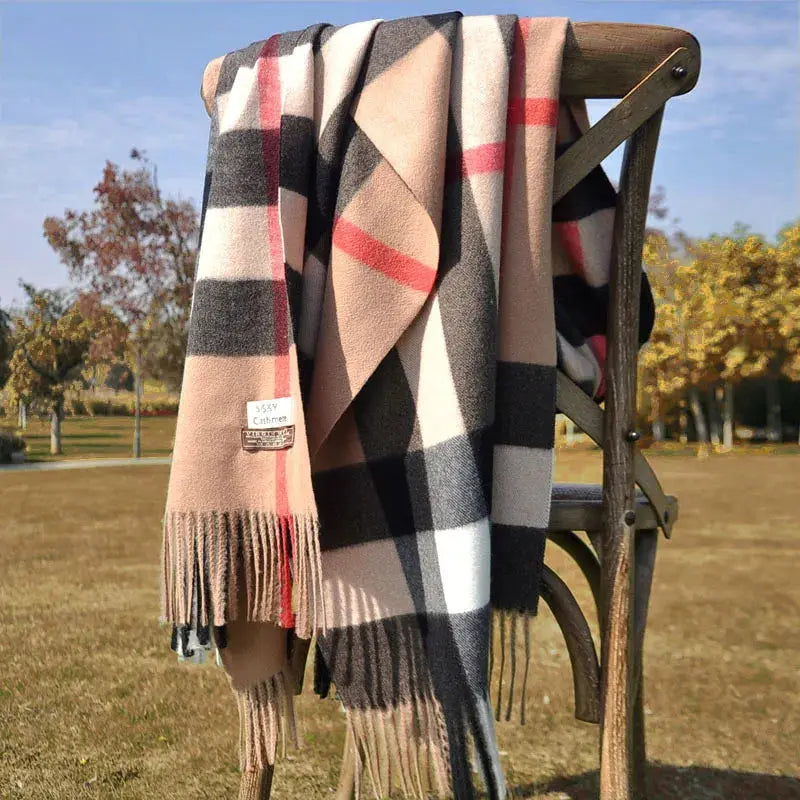 Cashmere Chequered Scarf - Satin & Sox