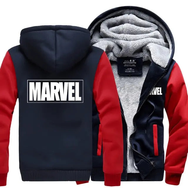 Marvel Thick Zipper Sweatshirt Hoodie - Satin & Sox