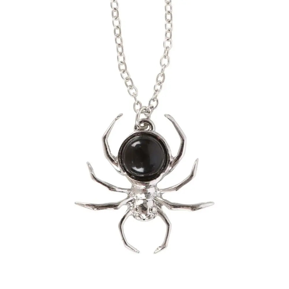 Black Obsidian Spider Pendant Necklace - Satin & Sox